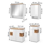 Ensemble de meubles de salle de bain Eden, 4 parties, Blanc Haute brillance, Vicco 40114