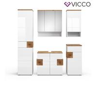 Ensemble de meubles de salle de bain Eden, 5 pièces, Blanc Haute brillance, Vicco 40115