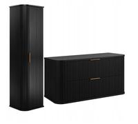 Ensemble de Meubles de Salle de Bain ELEGANCE - Meuble pour Vasque à Poser 100 cm et Armoire Murale - Noir