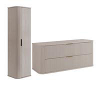 Ensemble de Meubles de Salle de Bain ELEGANCE - Meuble pour Vasque à Poser 120 cm et Armoire Murale - Cachemire