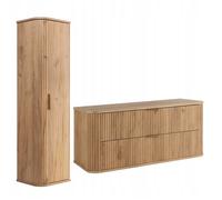 Ensemble de Meubles de Salle de Bain ELEGANCE - Meuble pour Vasque à Poser 120 cm et Armoire Murale - Chêne