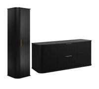 Ensemble de Meubles de Salle de Bain ELEGANCE - Meuble pour Vasque à Poser 120 cm et Armoire Murale - Noir