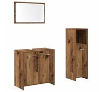 Ensemble de meubles de salle de bain en bois vieilli 60 x 33 x 60 cm avec miroir et armoire | Matériau en bois résistant à l'humidité, capacité de charge de 60 kg, prêt à monter au mur avec support