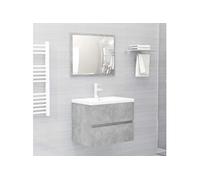 Ensemble de meubles de salle de bain gris béton bois ingénierie