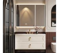 Ensemble De Meubles De Salle De Bain I Meuble Salle De Bain avec Lavabo Inclus I Suspendu I LED Armoire À MiroirWhite,80cm/32in
