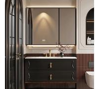 Ensemble De Meubles De Salle De Bain I Meuble Salle De Bain avec Lavabo Inclus I Suspendu I LED Armoire À MiroirBlack,80cm/32in
