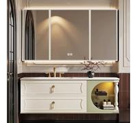 Ensemble De Meubles De Salle De Bain I Meuble Salle De Bain avec Lavabo Inclus I Suspendu I LED Armoire À MiroirWhite,150cm/60in