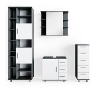 Ensemble de meubles de salle de bain Ilias, 4 parties, Anthracite, Blanc, Vicco