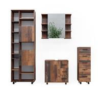 Vicco Ensemble de Meubles de Salle de Bain Ilias, Chêne Rustique, 4 Parties