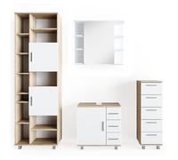 Ensemble de meubles de salle de bain Ilias, 4 parties, Sonoma, Blanc, Vicco