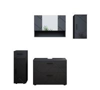 Ensemble de meubles de salle de bain Irma, 4 parties, Anthracite Haute brillance, Anthracite, Vicco