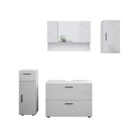 Ensemble de meubles de salle de bain Irma, 4 parties, Blanc Haute brillance, Blanc, Vicco