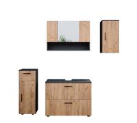 Ensemble de meubles de salle de bain Irma, 4 parties, Chêne doré/anthracite, Anthracite, Vicco