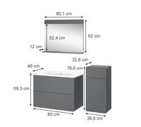 Ensemble de meubles de salle de bain Izan, 4 pièces avec armoire de milieu, Gris, Vicco 41609
