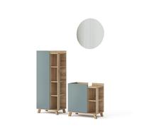 Ensemble de meubles de salle de bain Karen, 3 pièces, Bleu-gris, Sonoma, Vicco