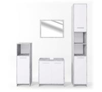 Ensemble de meubles de salle de bain Kiko, 4 parties, Béton, Blanc, Vicco