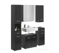 Ensemble de Meubles de Salle de Bain : Meuble sous Vasque + Colonne de Salle de Bain + 2 Demi Colonne + Meuble de Rangement avec