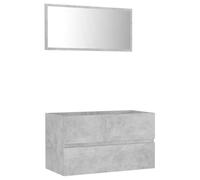 Ensemble de meubles de salle de bain moderne 2 pièces - Meuble de rangement en bois de ciment gris et contreplaqué, décoration d'intérieur élégante pour salles de bains contemporaines, design peu