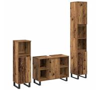 Ensemble de meubles de salle de bain moderne 3 pièces de couleur marron 30 x 30 x 180 cm, ensemble de rangement avec portes lisses et design élégant pour intérieurs contemporains,