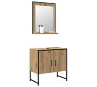 Ensemble de meubles de salle de bain mural 60 x 33 x 60 cm + miroir 50 x 60 cm, portes encastrées, matériau en bois marron, pour petites et grandes salles de bain - Moderne, peu encombrant, résistant