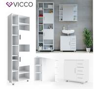 Vicco Ensemble de meubles de salle de bain Ilias, 3 pièces, avec armoire basse 60 cm, Blanc