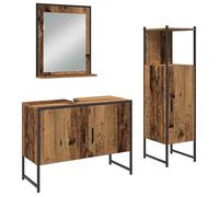 Ensemble de meubles de salle de bain - vidaXL - 3 pièces - Vieux Bois - Finition mate - Rangement flexible