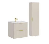 Ensemble de meubles de salle de bain - VIVALDI - Adel Cashmere - 60 cm - Vasque SKY - Colonne de rangement 40 cm