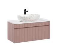 Ensemble de meubles de salle de bain - VIVALDI - Iconic Rose - 100 cm - Vasque Lili - Plan Iconic White