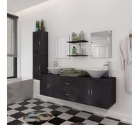 ensemble de meubles de salle de bains 11 pièces avec lavabo et robinet noir