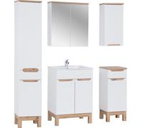 Ensemble de meubles de salle de bains 60 cm avec miroir, armoire haute et armoire latérale