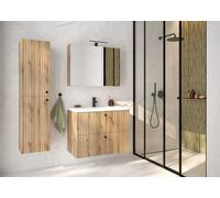Ensemble de meubles de salle de bains - armoire avec lavabo 60, mitigeur noir, socle et miroir Rietti