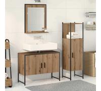 Ensemble de meubles de salle de bains avec stockage 3 pcs brun 33 x 33 x 102,5 cm