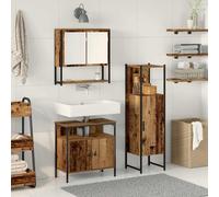 Ensemble de meubles de salle de bains avec stockage 3 pcs brun 33 x 33 x 120.5 cm