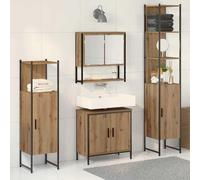 Ensemble de meubles de salle de bains avec stockage 4 pcs brun 33 x 33 x 185.5 cm