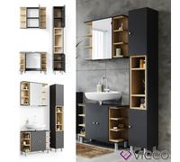 Vicco Ensemble de meubles de salle de bain Aquis, 3 pièces, avec armoire haute, Anthracite/Sonoma