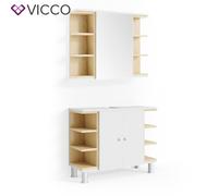 Ensemble de meubles de salle de bains, miroir, lavabo blanc Vicco Aquis