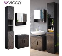 Ensemble de meubles de salle de bain Irma, 3 pièces, avec armoire haute, Anthracite Haute brillance, Anthracite, Vicco