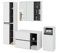 Ensemble de meubles de salle de bains suspendus VAMI avec découpe pour vasque à poser Blanche intérieur Gris Graphite