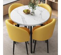 Ensemble de meubles de salle de conférence moderne 5 pièces avec table ronde, table basse et 4 chaises rembourrées, idéal pour le bureau, la réception et les petites réunions
