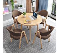 Ensemble de meubles de salle de conférence - Table ronde, chaises longues et table basse - Parfait pour les petites réunions d'affaires et les négociations - Design élégant en tissu marron