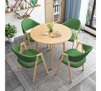 Ensemble de meubles de salle de conférence - Table ronde, chaises longues et table basse - Parfait pour les petites réunions d'affaires et les négociations - Motif pigeon vert