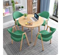 Ensemble de meubles de salle de conférence - Table ronde, chaises longues et table basse, parfait pour les petites réunions d'affaires et les négociations, tissu vert, élégant et confortable