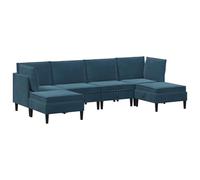 Ensemble de meubles de salon 6 pcs Bleu Velours | Avec oreillers, velours et contreplaqué, ergonomique, entretien facile, design moderne