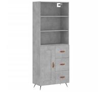 Ensemble de meubles de salon - Buffet haut - Gris béton - 69,5 x 34 x 180 cm - En matériau dérivé du bois - Espace de rangement moderne pour salon et petites pièces