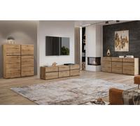 Ensemble de meubles de salon HAVANA - Meuble haut, meuble TV, meuble bas - Design moderne en chêne et noir