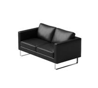 Ensemble De Meubles De Salon Industriels en Acier Inoxydable, Canapé Moderne en Cuir Noir avec Table Basse Métallique for Bar, Discothèque, Collection De Cabines De Bistro Élégantes(B)