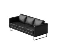 Ensemble De Meubles De Salon Industriels en Acier Inoxydable, Canapé Moderne en Cuir Noir avec Table Basse Métallique for Bar, Discothèque, Collection De Cabines De Bistro Élégantes(A)