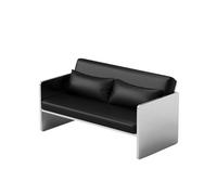 Ensemble De Meubles De Salon Industriels Modernes en Acier Inoxydable, Canapé Bistro Noir Minimaliste avec Dossier Traversin Rose Et Guéridon for Café, Bar, Club Tendance(A)