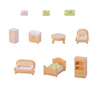 Ensemble de meubles de salon miniatures de style chinois 9 pièces avec motif muguets pour jeux créatifs - Décoration chinoise de la vallée en résine