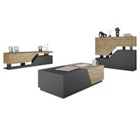 Ensemble de Meubles de Salon NESEZI - Commode, Table Basse et Meuble TV Couleur Gris et Bois.